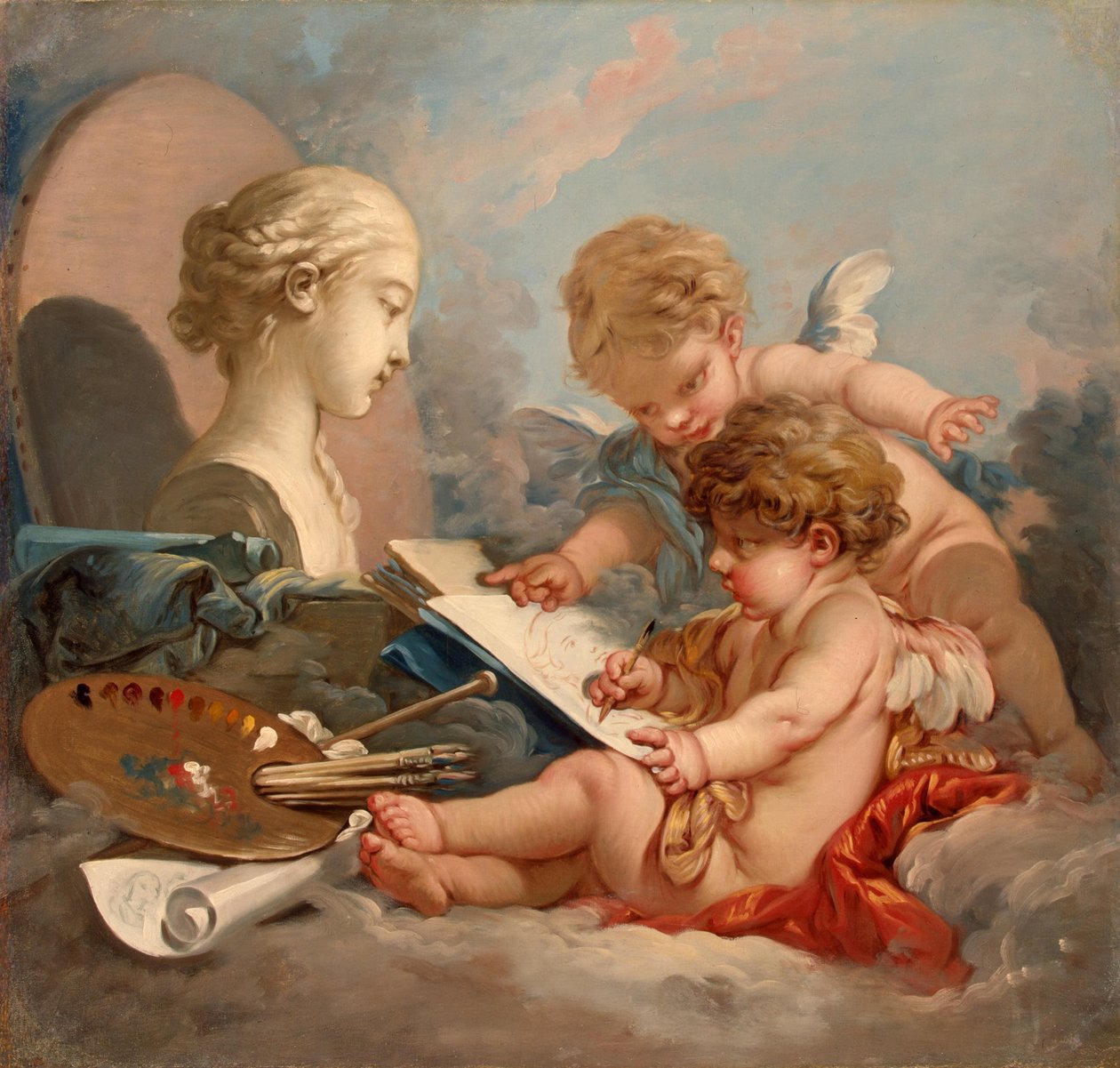 Cupids. A festészet allegóriája alkotó: François Boucher