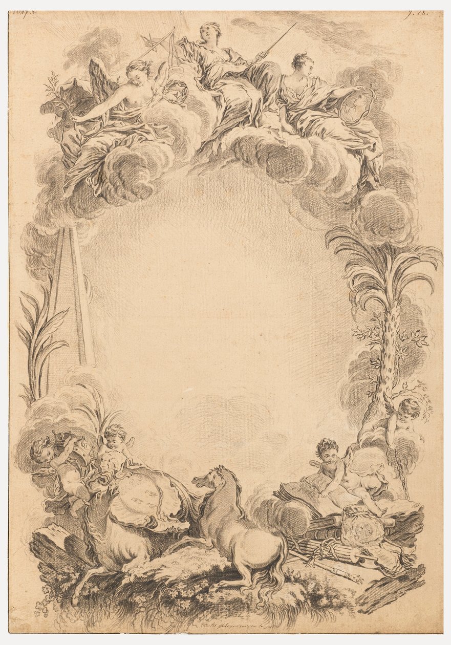 Tervezés egy escutcheon számára William Earl Cowper (kb. 1665-1723) tiszteletére alkotó: François Boucher