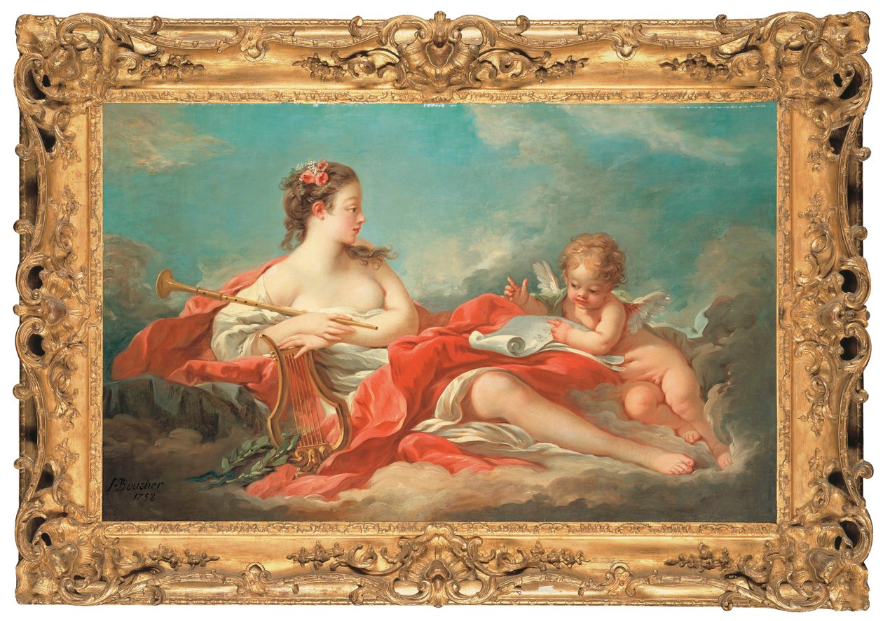 Erato, a szerelmi költészet múzsája alkotó: François Boucher