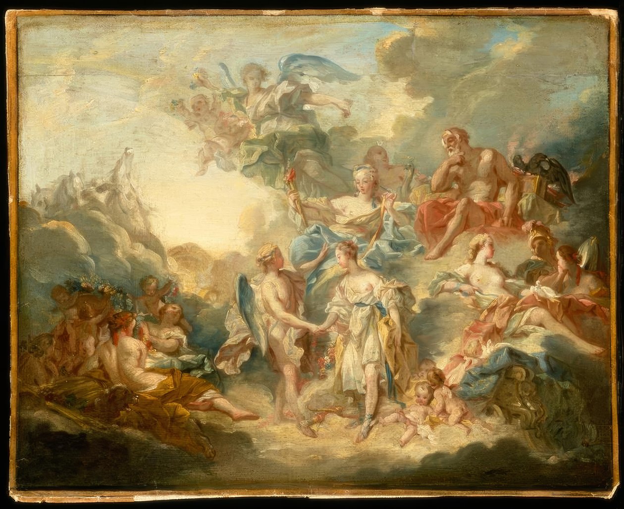 F.Boucher, Ámor és Psyche házassága / festmény, 18. sz. alkotó: François Boucher