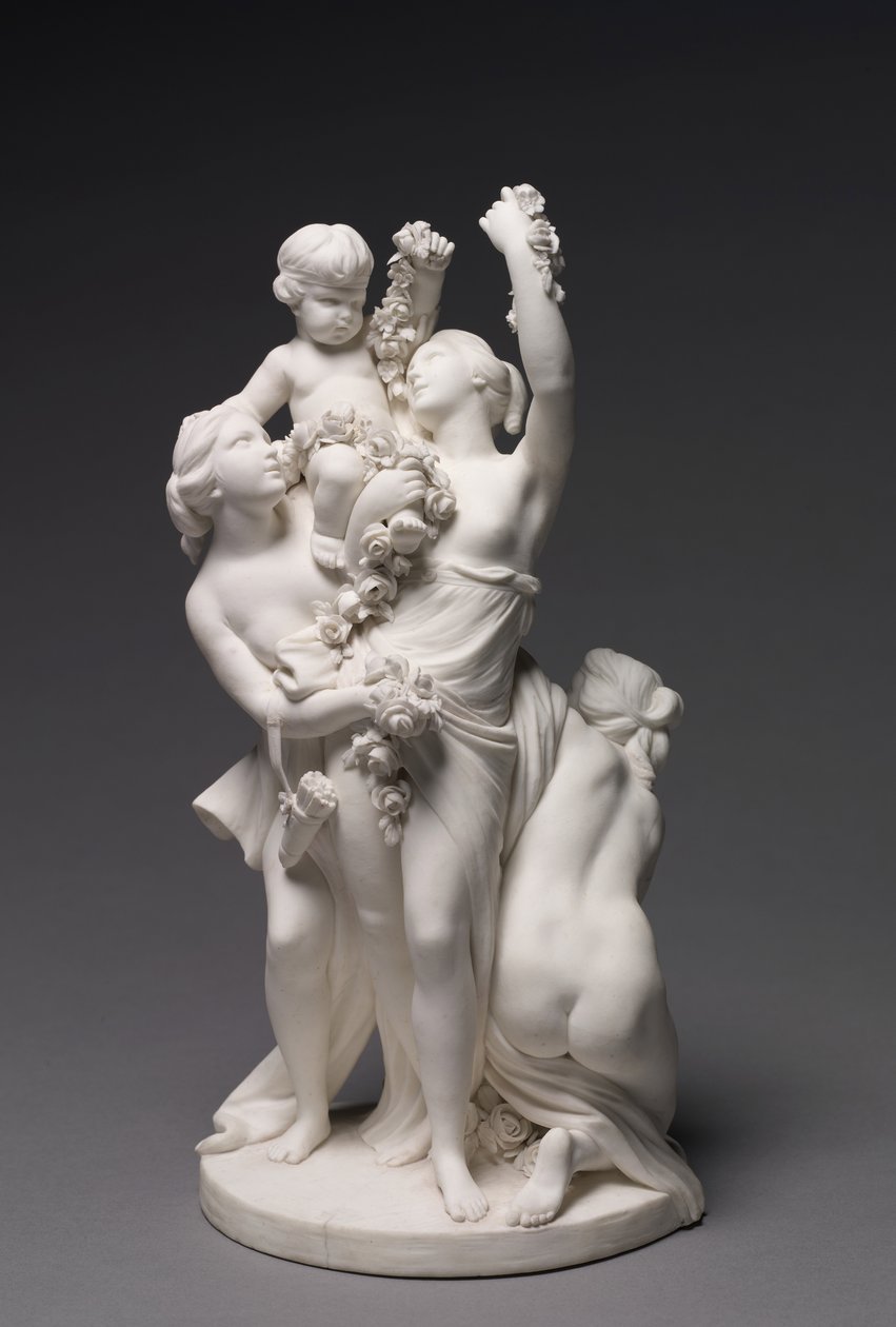 A három grácia által hordozott szerelem figurája, amelyet a Sèvres-i gyár gyártott, 1768 alkotó: François Boucher
