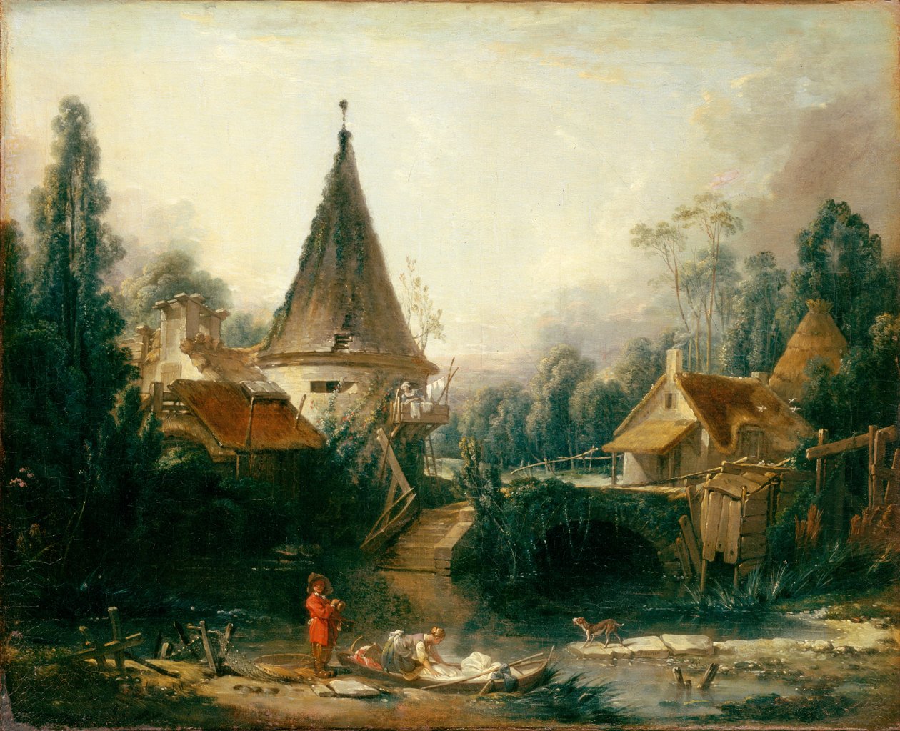 Francia: Paysage près de Beauvais Tájkép Beauvais közelében alkotó: François Boucher