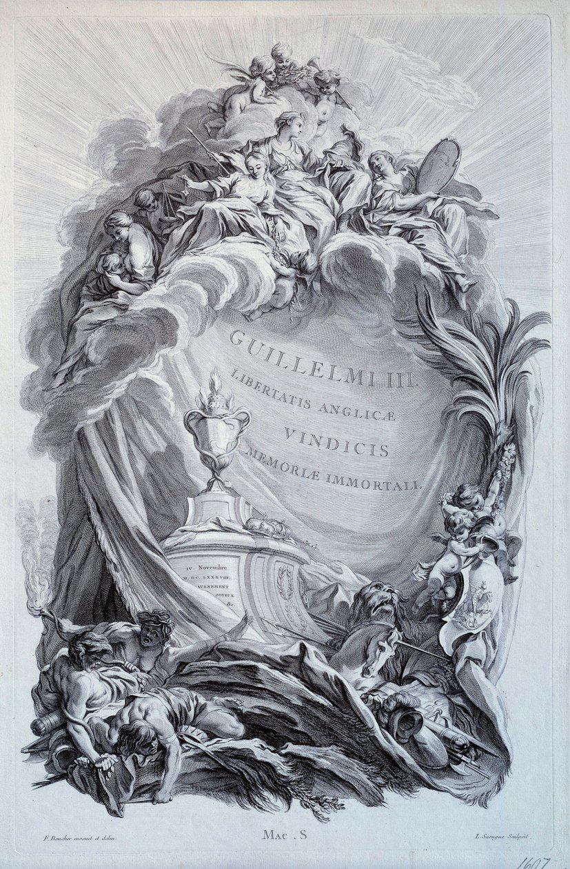 Vilmos narancssárga herceg és angol király (1650-1702) sírjának homlokzata egy sor deszkához. Francois Boucher (1703-1770) rajza 18. század. Párizs, Louvre Múzeum alkotó: François Boucher