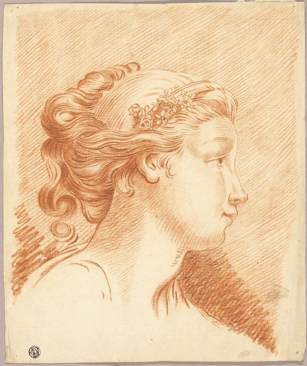 Lány feje profilban jobbra alkotó: François Boucher