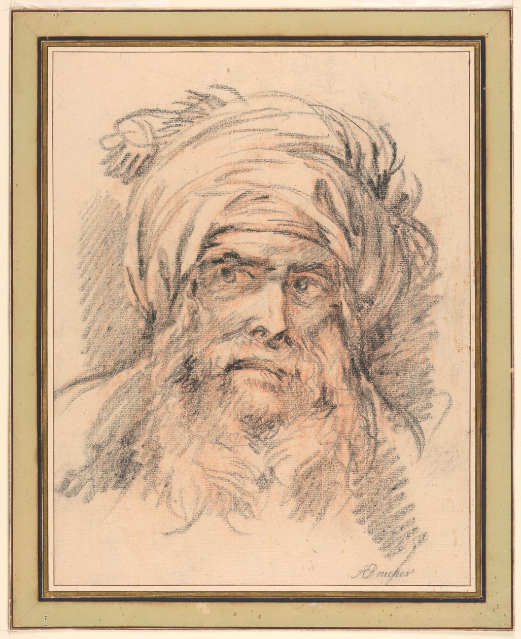 Egy turbános férfi feje alkotó: François Boucher