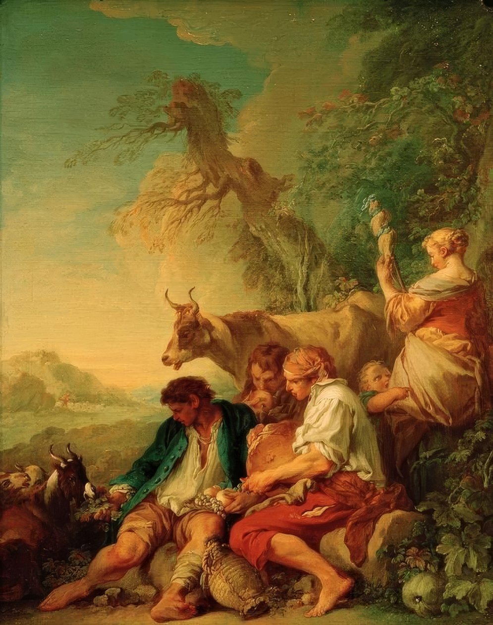 Pásztorok szarvasmarhákkal a tájon alkotó: François Boucher