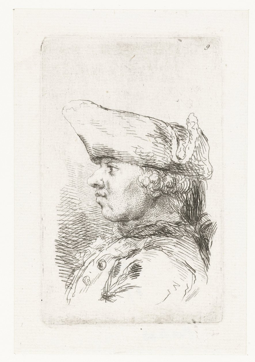 Tricorne férfi feje Kis műfaji darabokból és címsorokból álló sorozat (sorozat címe) alkotó: François Boucher