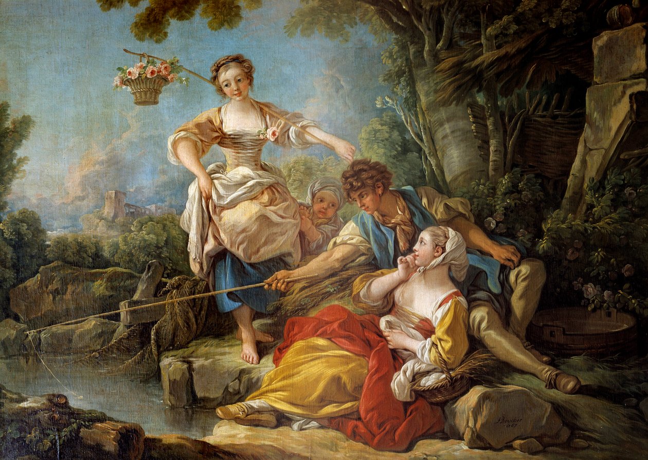 Francois Boucher horgászfestménye (1703-1770) 1767 V. 1,5x1,8 m alkotó: François Boucher