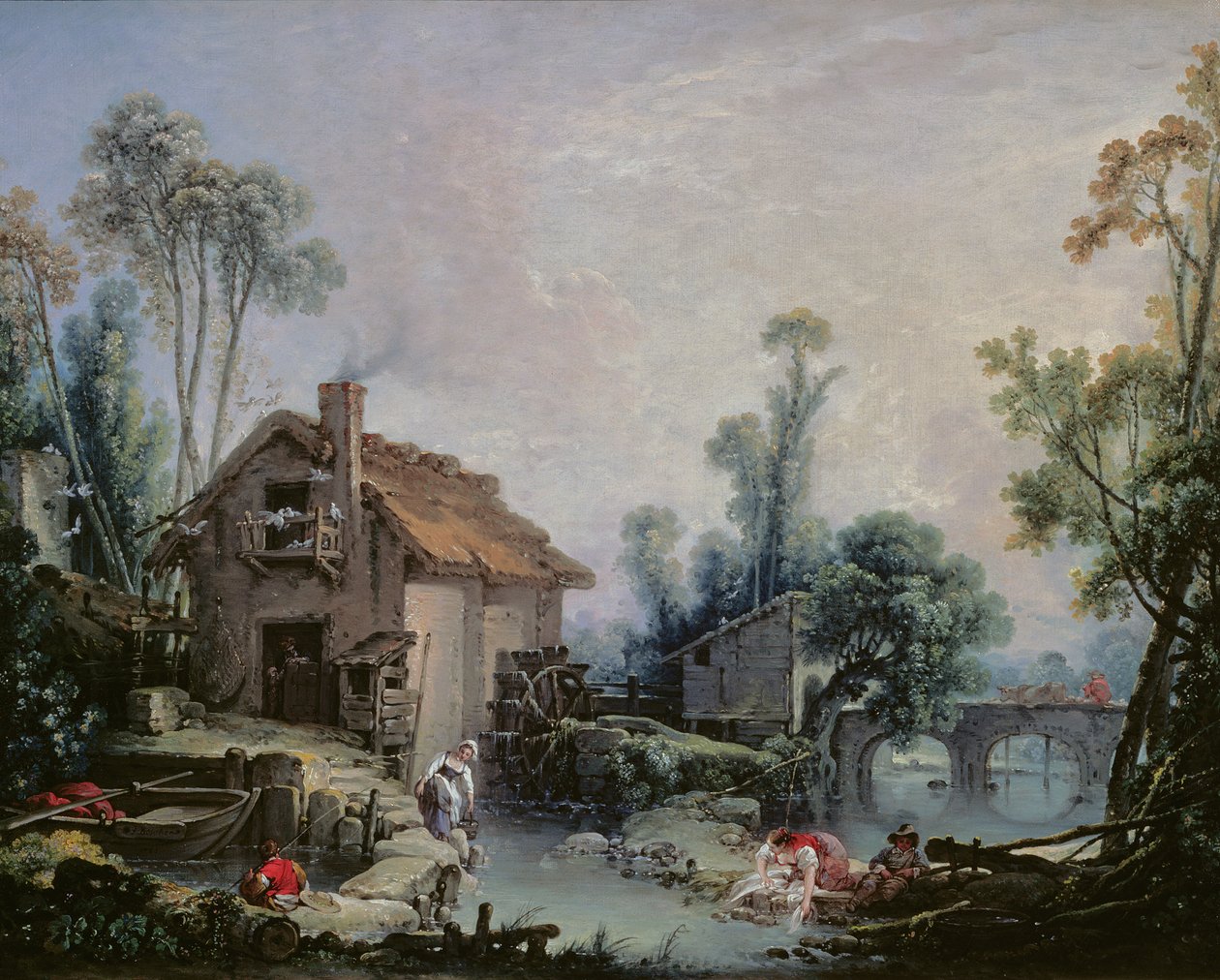 Táj vízimalommal, 1755 alkotó: François Boucher