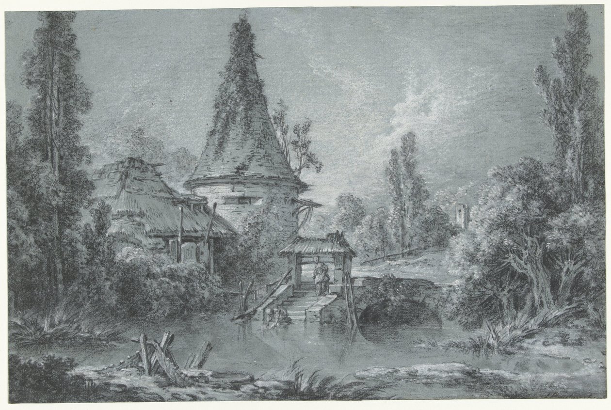 Táj toronnyal, Beauvais közelében alkotó: François Boucher