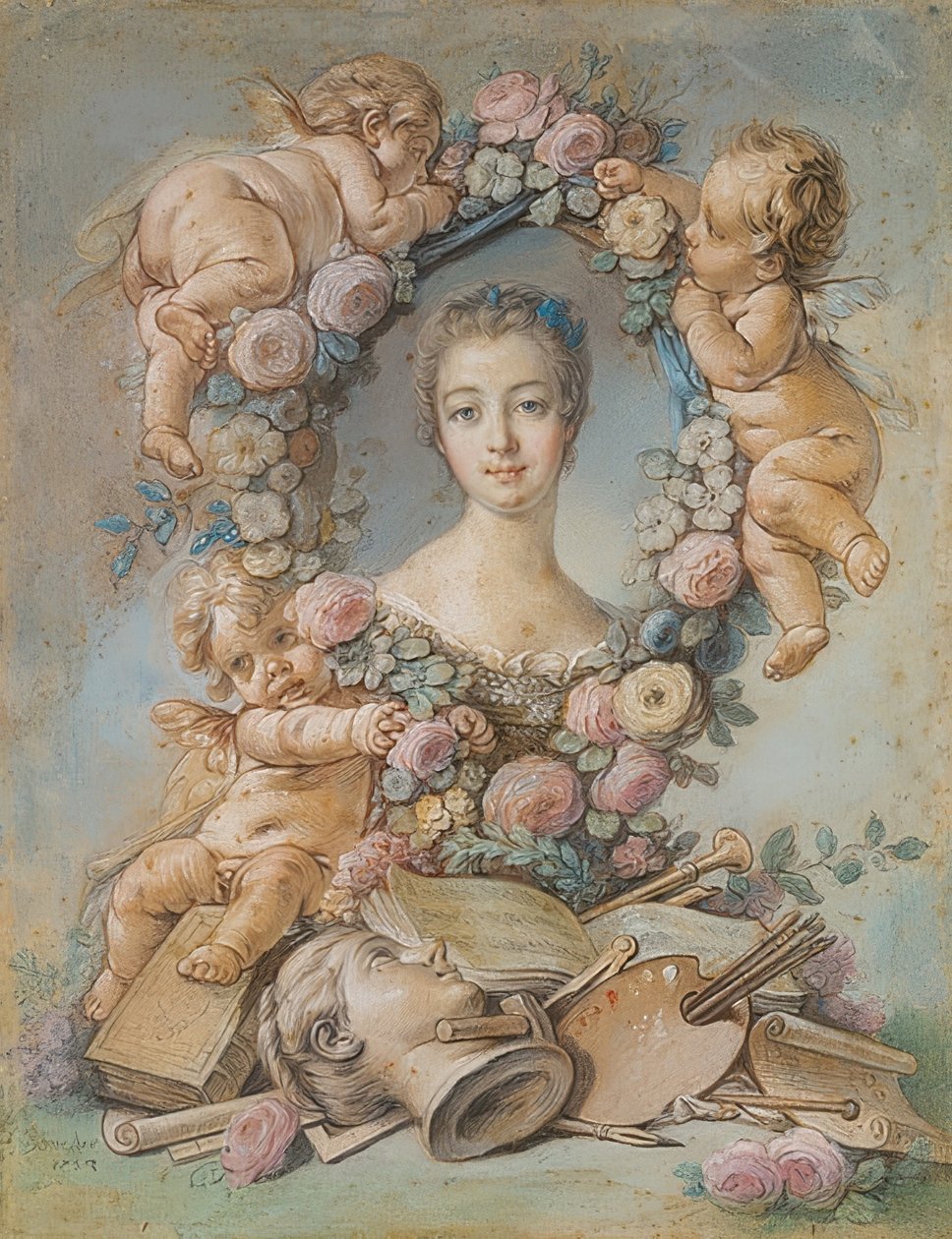 Pompadour márkiné (1721-1764) portréja. 1754 alkotó: François Boucher