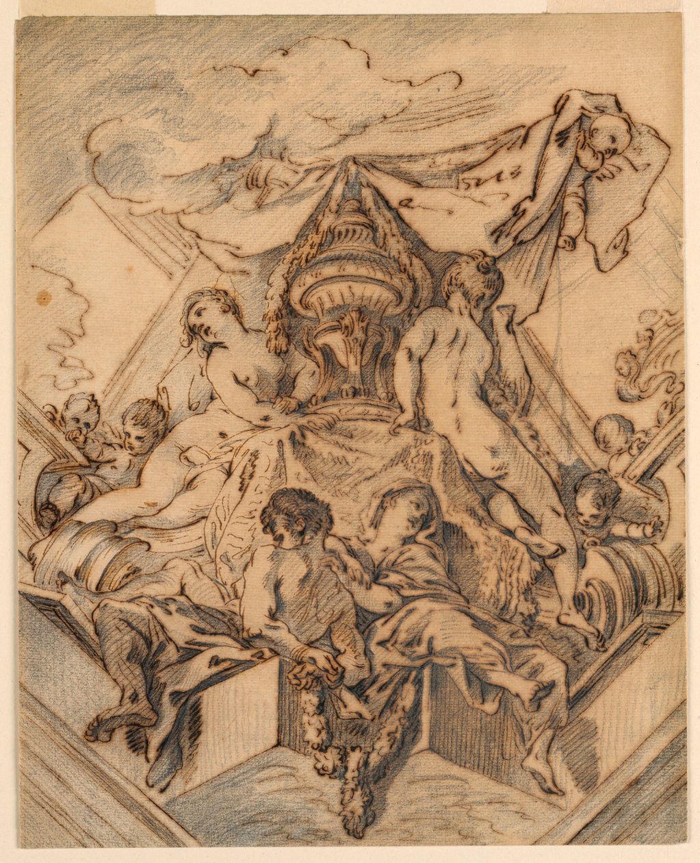 Festett mennyezet sarokmotívumának projektje alkotó: François Boucher