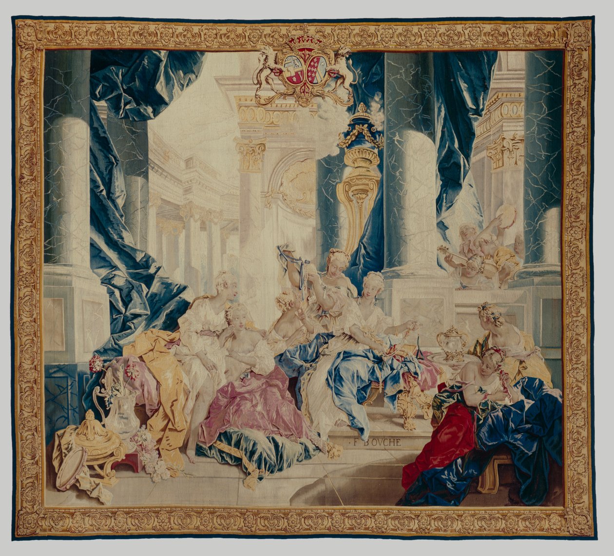 Psyche bemutatja kincseit nővéreinek, 1744-46 (gyapjú és selyem) alkotó: François Boucher