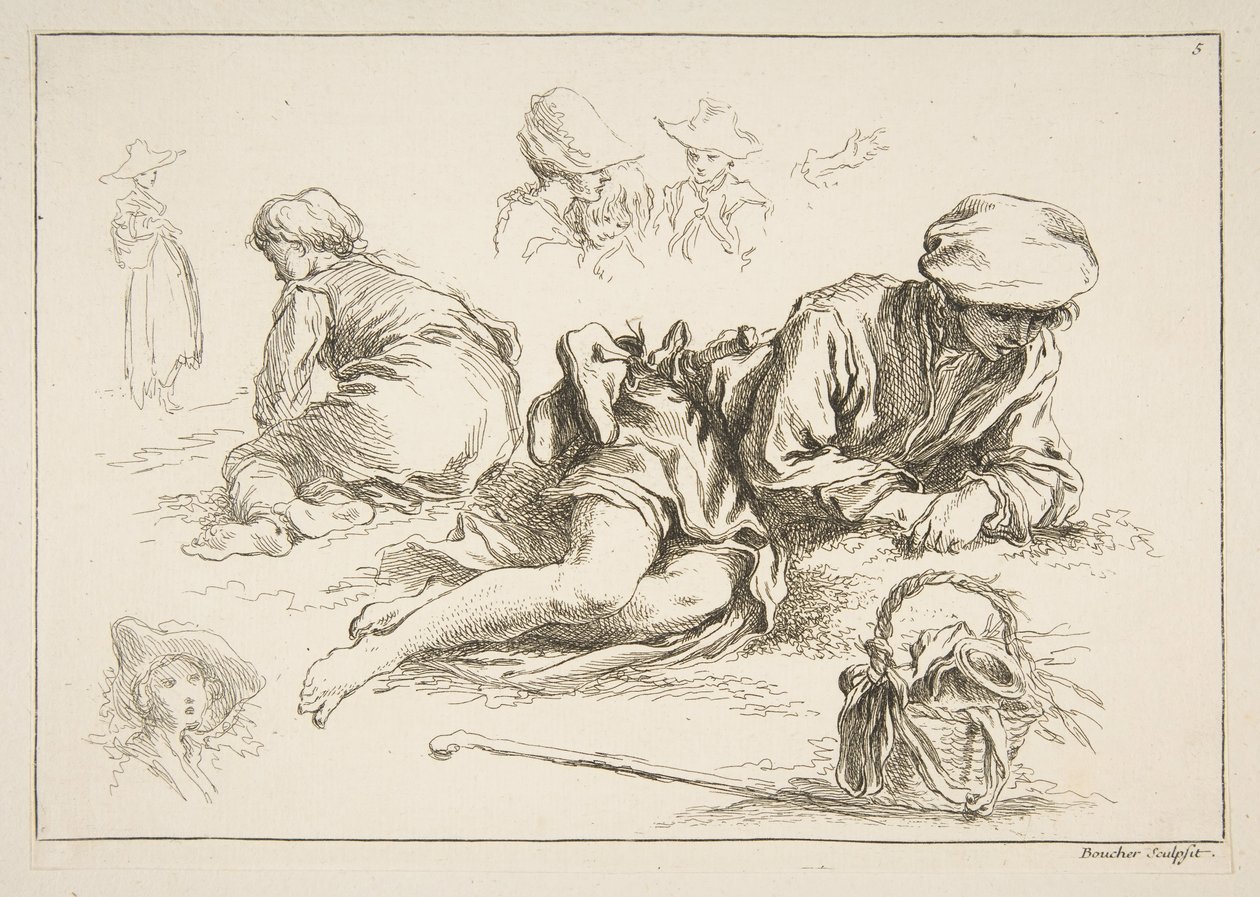 Vázlatlap, kb. 1735. alkotó: François Boucher