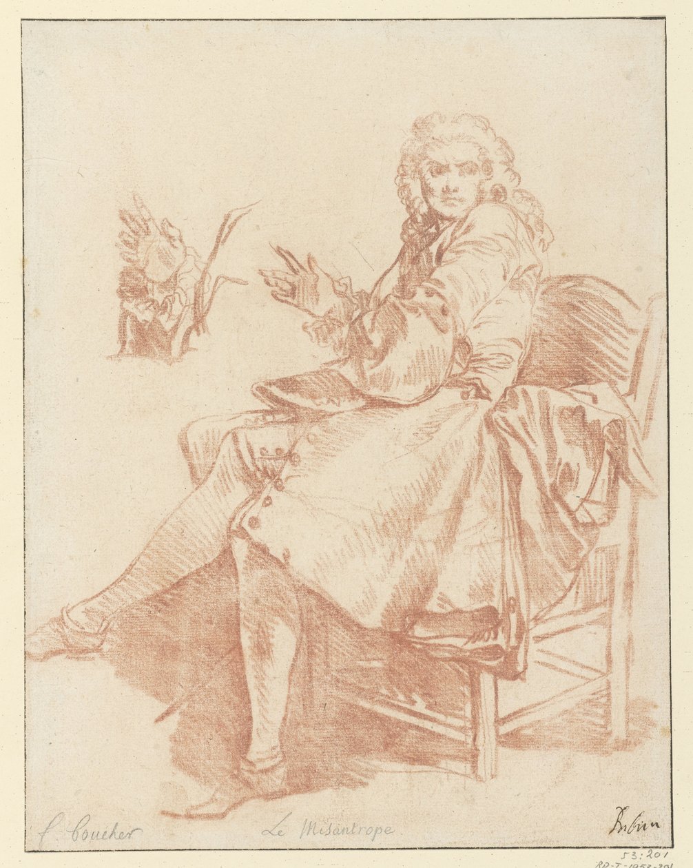 Tanulmány Alceste számára Terv a Le Mizantróp illusztrációjához, Molière műveinek 1734-es kiadásából (III. kötet, 341. o.) (sorozat címe) alkotó: François Boucher