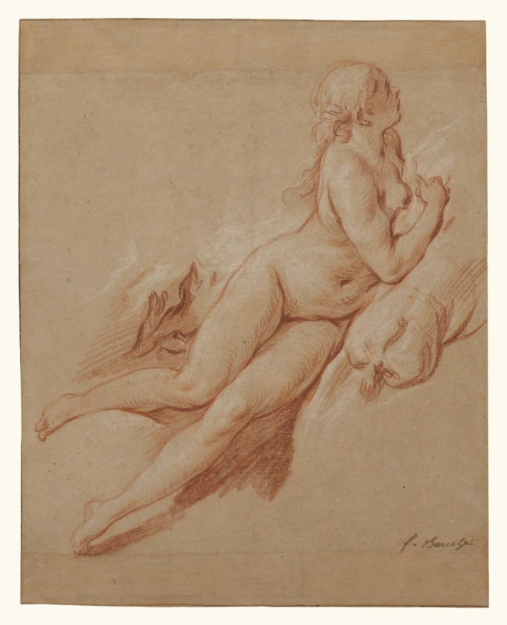 Tanulmány egy fekvő aktról alkotó: François Boucher