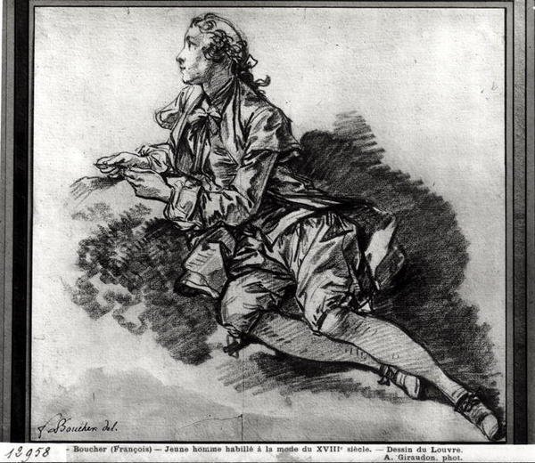 Fiatal férfi tanulmánya (vörös kréta, papír) alkotó: François Boucher