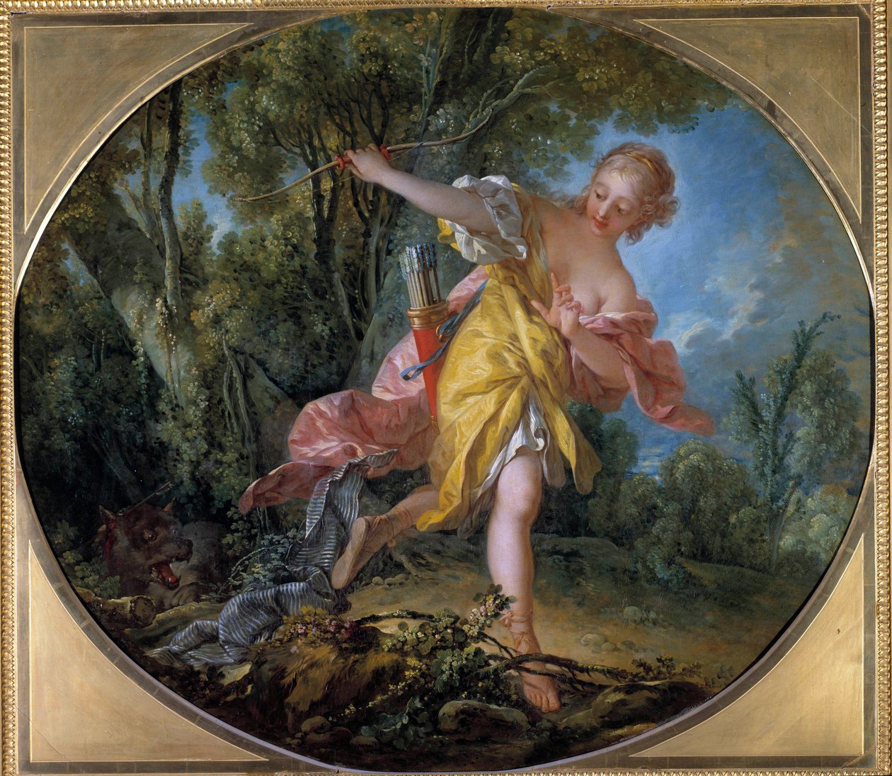 Sylvie a farkas elől menekül, akit vadászott Francois Boucher festménye (1703-1770) 1756. Dim. 1,20 x 1,36 m Tours, Musee des Beaux Arts alkotó: François Boucher