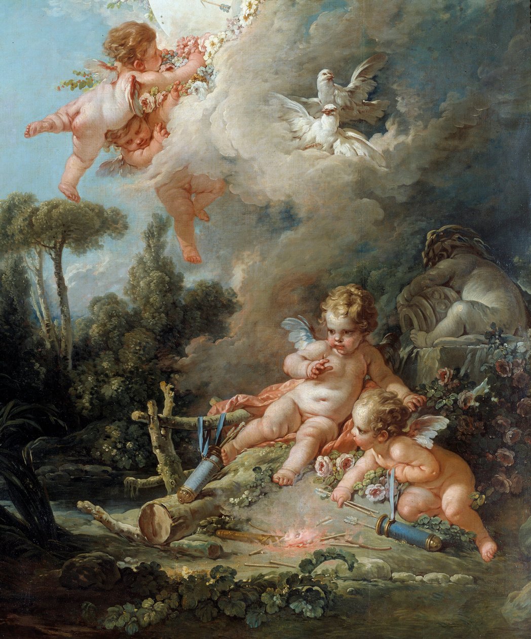 Az Angel Detail Love Target. Francois Boucher (1703-1770) festménye 1758 V. 2,58x1,67 m Párizs, alkotó: François Boucher