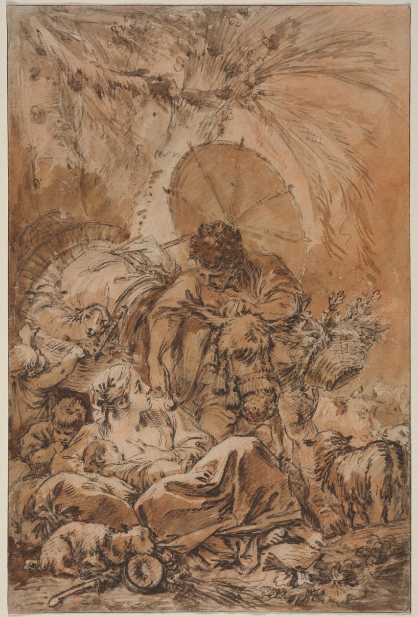 Jákob távozása, c. 1755. alkotó: François Boucher