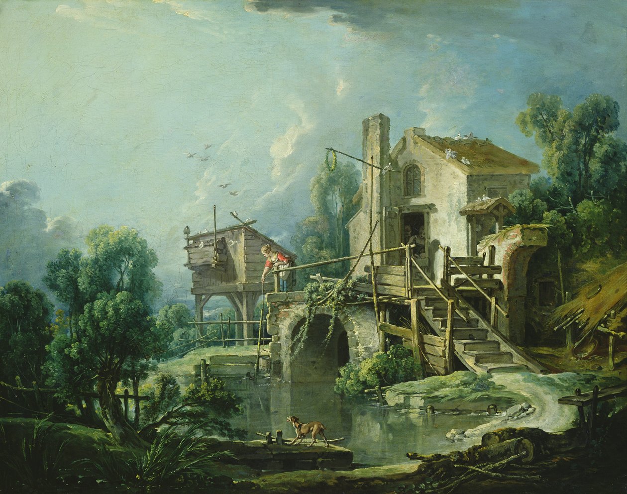 A charentoni Quiquengrogne szélmalom vagy a charentoni szélmalom, 1750-60 körül alkotó: François Boucher