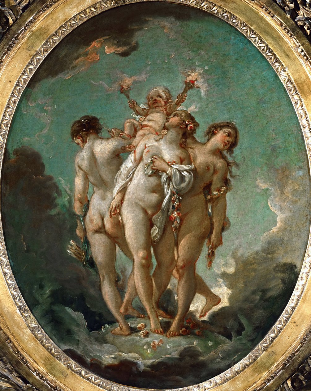 A három grácia Ámort tartja alkotó: François Boucher