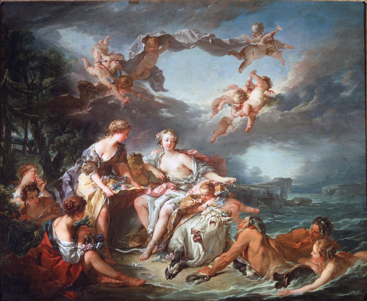Európa elrablása – Olaj, vászon alkotó: François Boucher