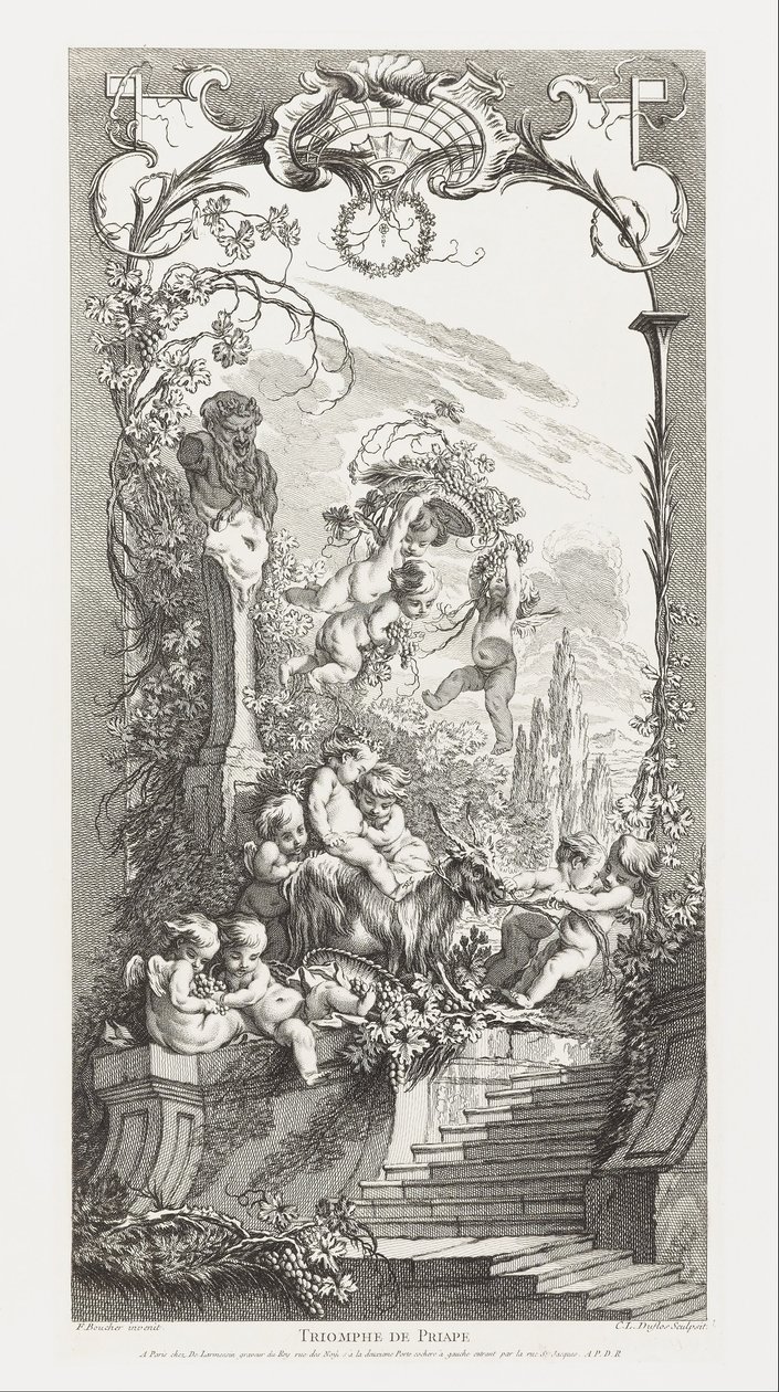 Triomphe de Priape [Priapus diadala] in Nouveaux Morceaux pour des Paravents [Új koncepciók képernyőkhöz] alkotó: François Boucher