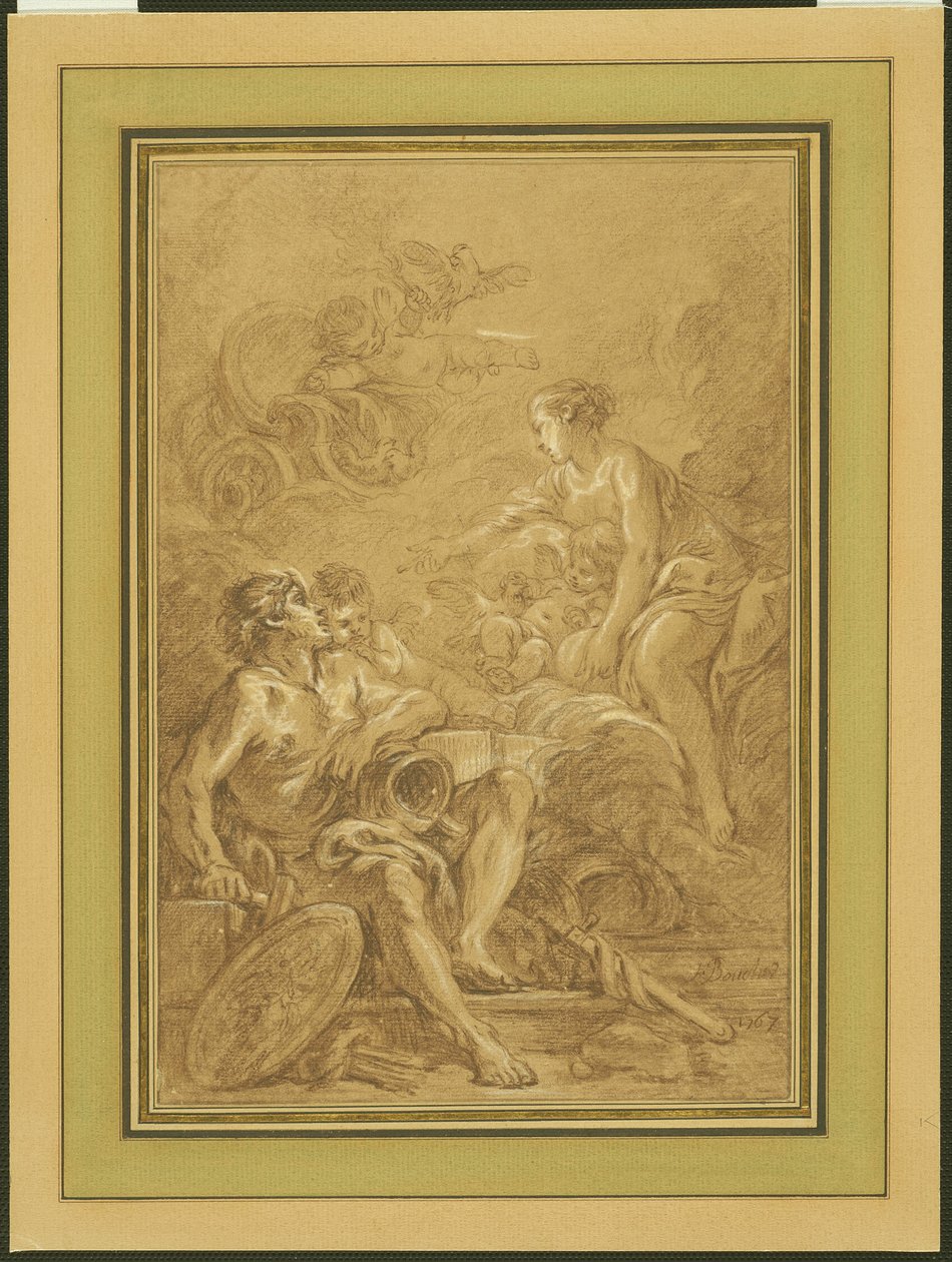 Vénusz megparancsolja Vulkánnak, hogy készítsen fegyvert Aeneasnak alkotó: François Boucher