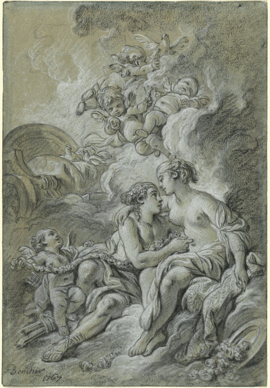 Vénusz kedves Adonisára támaszkodik... alkotó: François Boucher