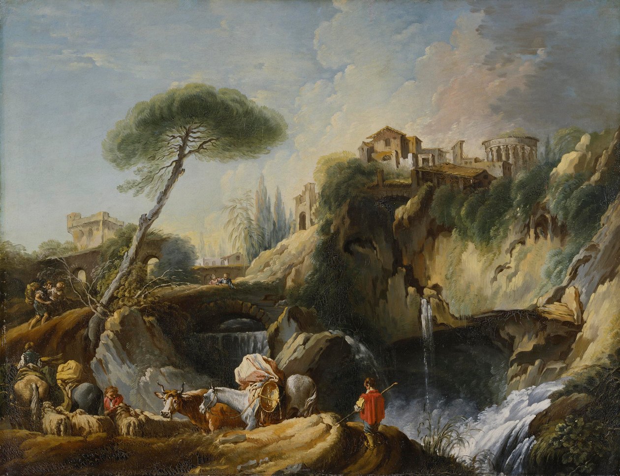 Tivoli kilátása a Vesta templommal, 1749 körül alkotó: François Boucher