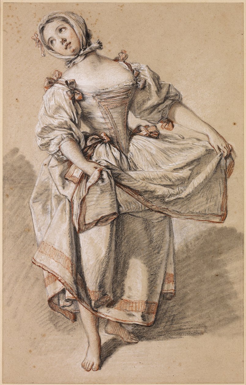 Fiatal vidéki lány táncol alkotó: François Boucher