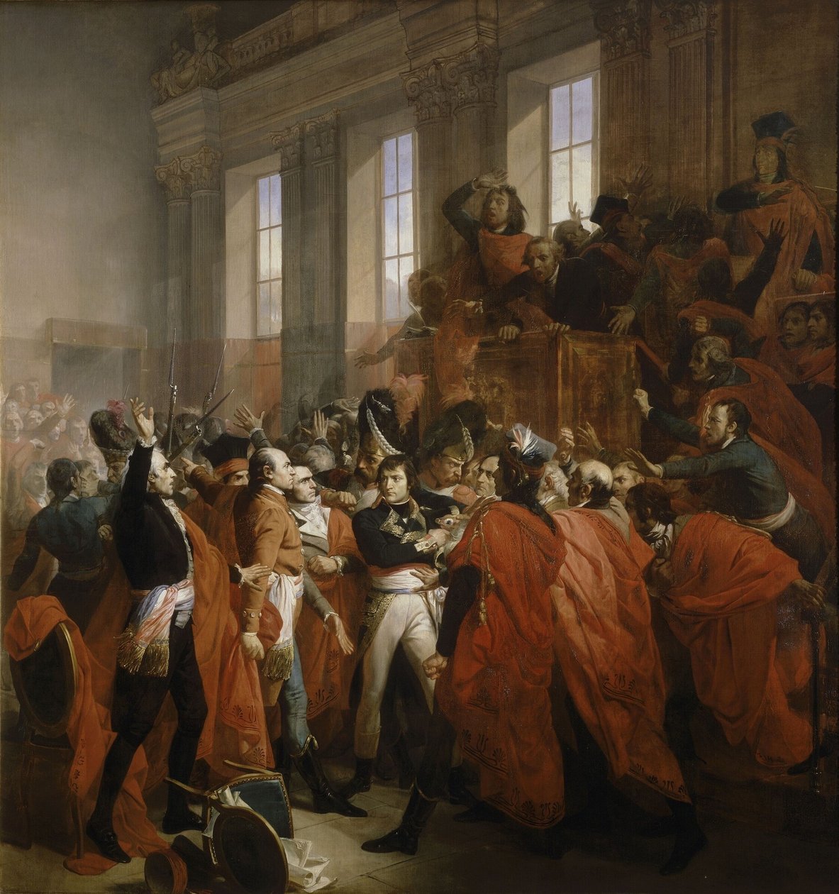 Bonaparte Napóleon a 18 Brumaire-i puccsban Saint-Cloudban. alkotó: Francois Bouchot