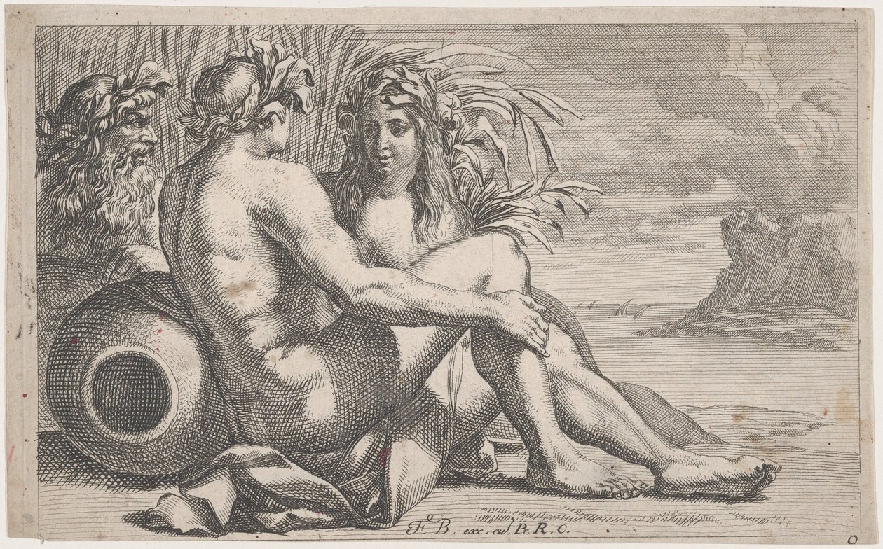 Tengeri táj előtt fekvő folyóistenek, 1651-82. alkotó: François Bourlier