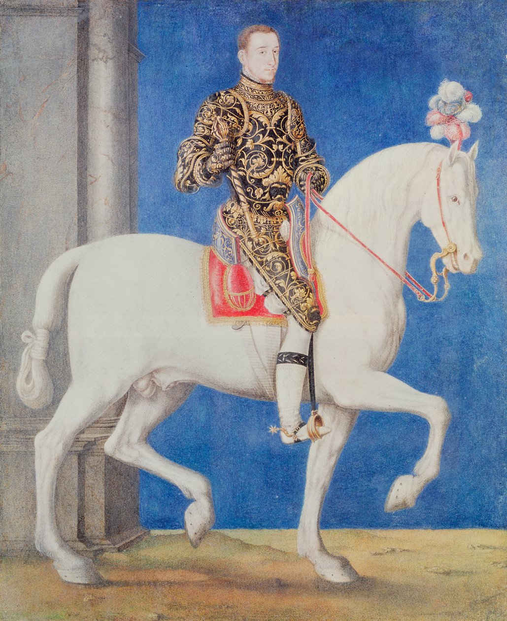 Lovas portré, feltételezhetően Dauphin Henri II (1519-59) 1543 körül alkotó: François Clouet