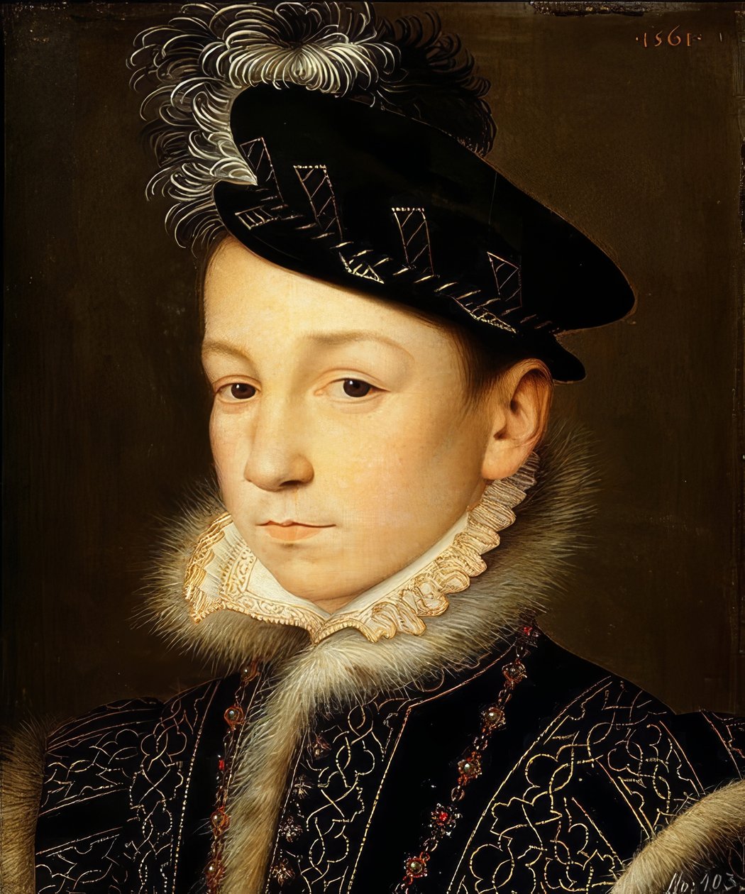 Károly király IX Franciaország (1550-1574), félalakos portré. 1561 alkotó: François Clouet