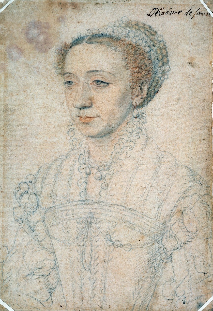 Marguerite de France portréja, I. Francois Savoyai hercegnő (1523 - 1574) lánya. Francois Clouet (1515-1572) rajza fekete kővel és vérrel alkotó: François Clouet