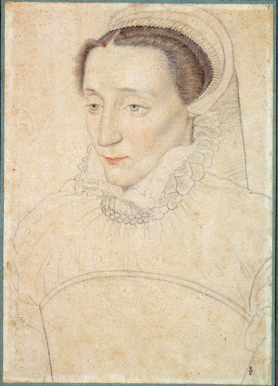 Egy ismeretlen hölgy portréja. Clouet Francois (1515-1572) Vér és fekete követ rajzolása alkotó: François Clouet