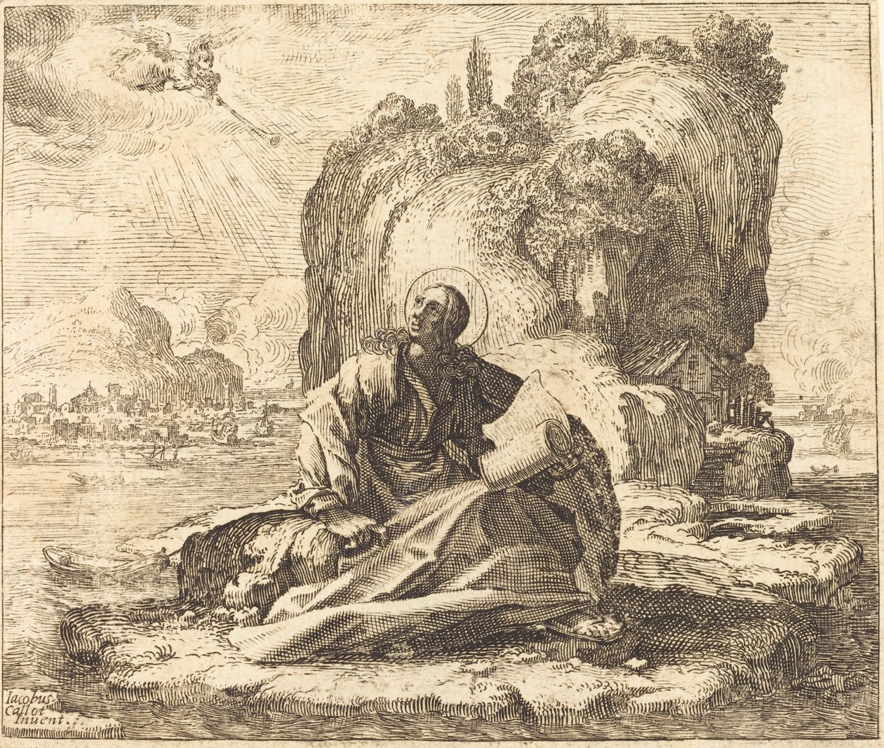 Szent János Patmosz szigetén alkotó: François Collignon after Jacques Callot