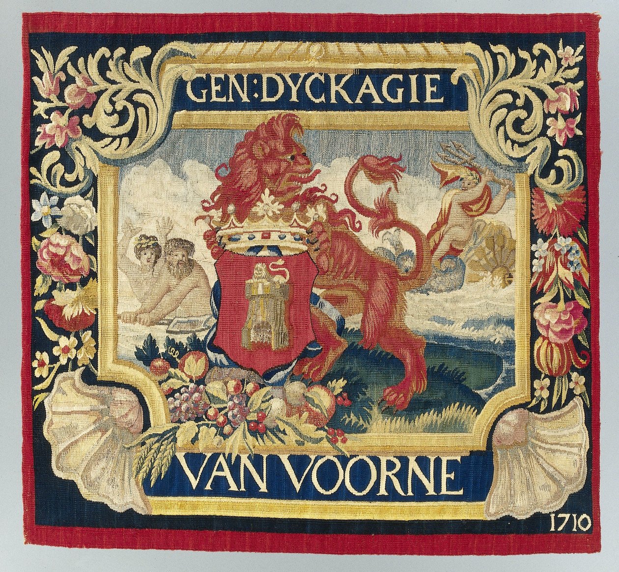 Párnalepedő szimbolikus ábrázolással és Voorne címerével alkotó: François Coppens (attributed to)