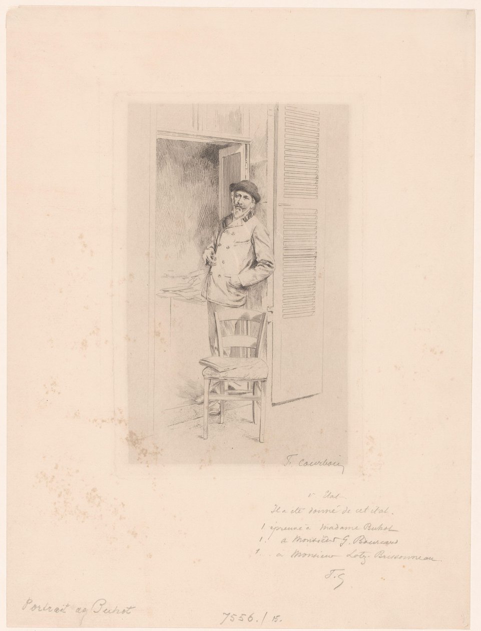 Portret van Félix Hilaire Buhot alkotó: François Courboin (signed by artist)