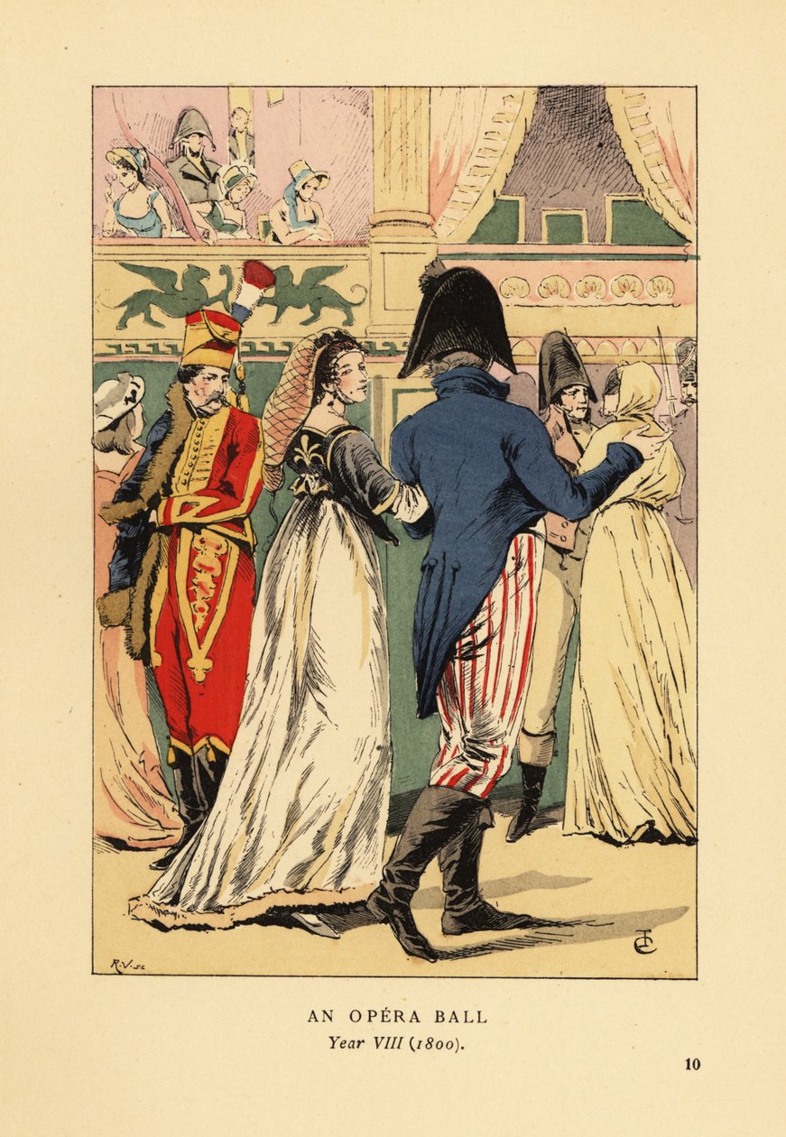 Divatos vendégek egy álarcosbálon alkotó: François Courboin