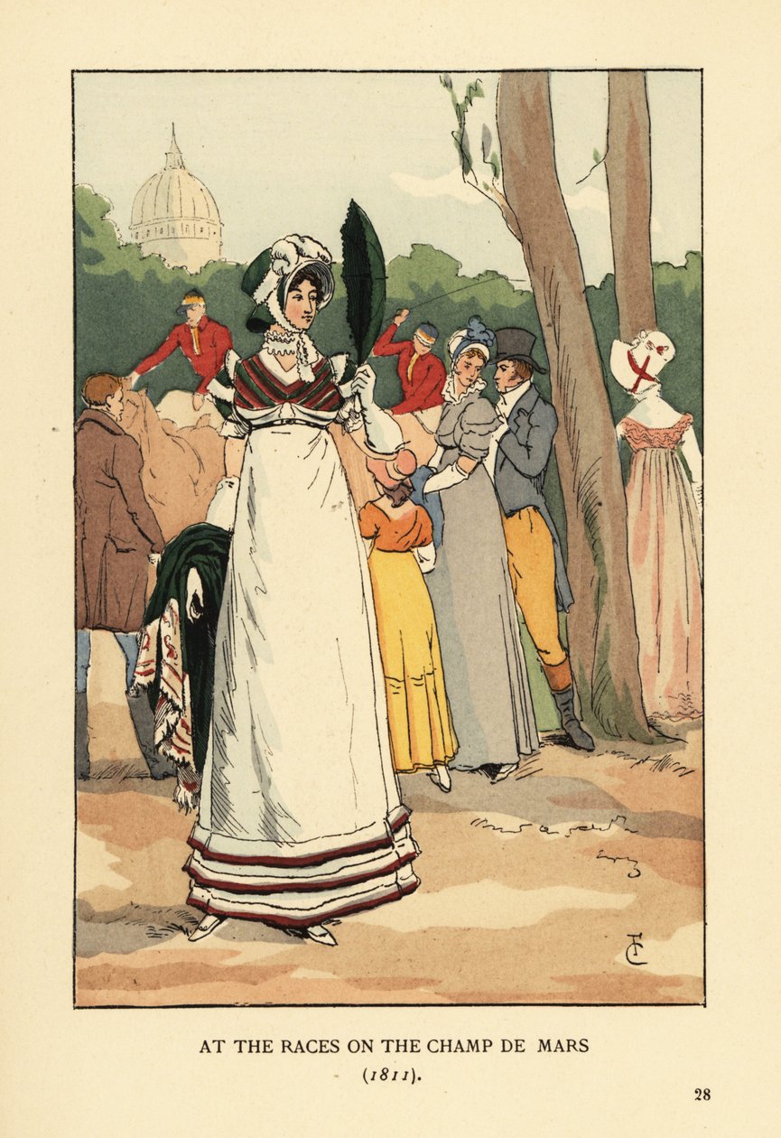 Divatos nő a lóversenyen a Champ de Mars-on alkotó: François Courboin