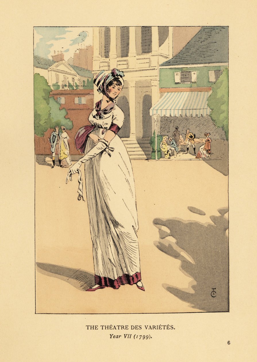 Divatos nő a Theater des Varietes előtt, Boulevard Montmartre, VII. év alkotó: François Courboin