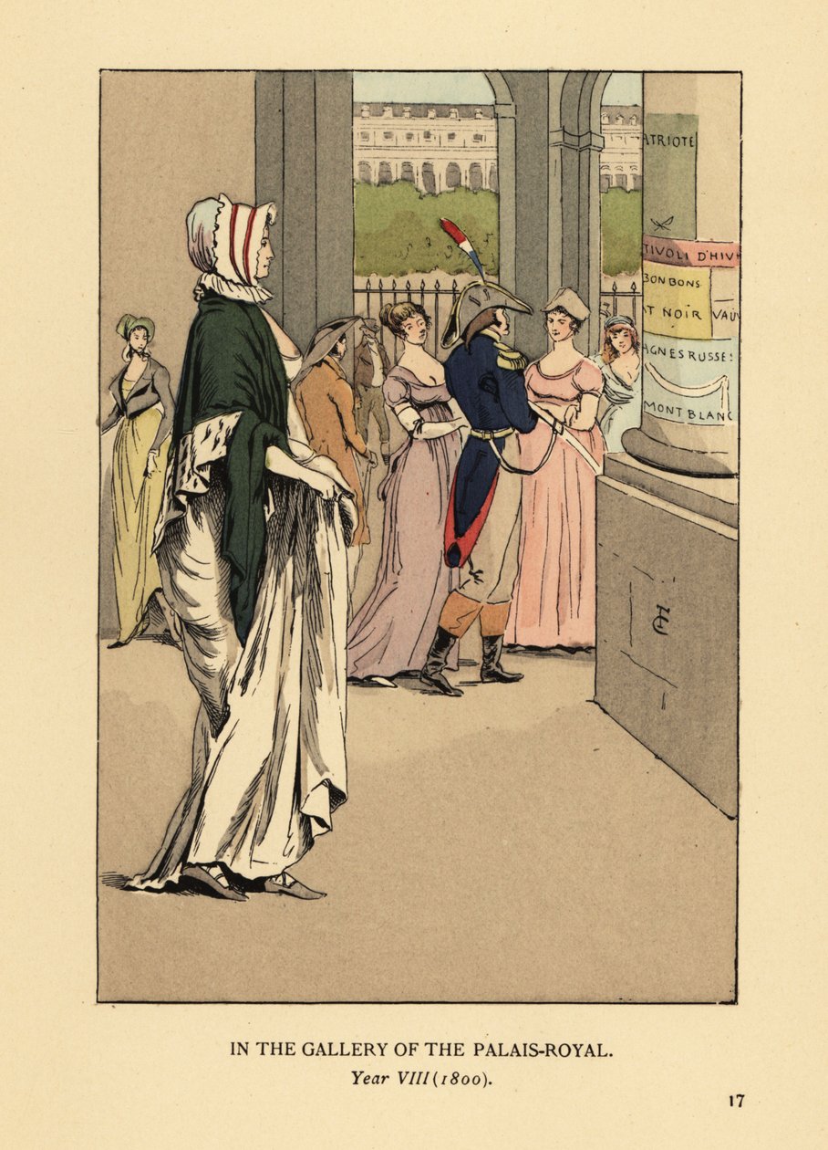 Divatos nő sétál a Palais Royal galériájában, Párizs, VIII alkotó: François Courboin
