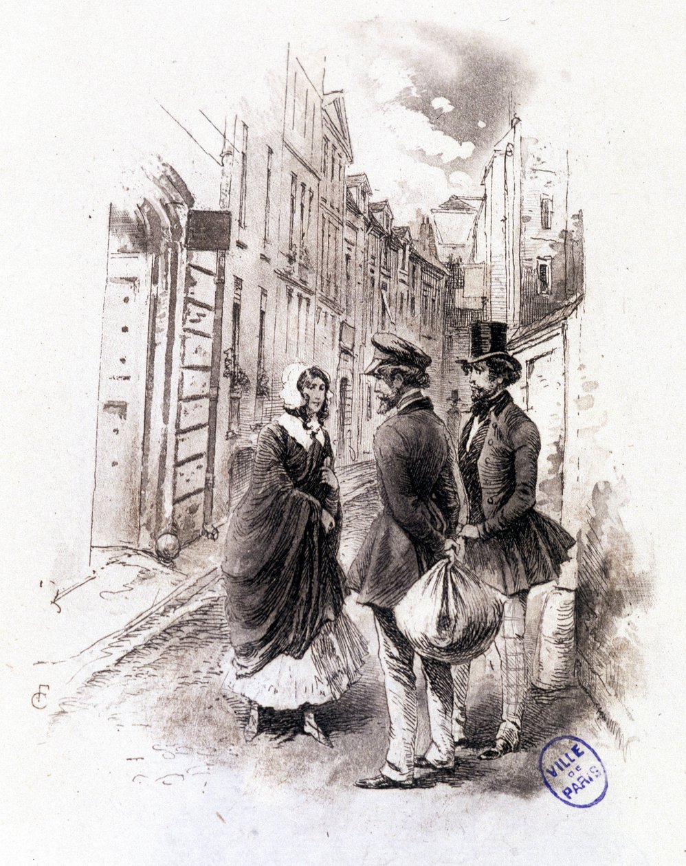 Illusztráció a „” Profile of grisette””” új, a Receuil „” Mimi de Pinson”-hoz tartozó „” Profile of grisette””-ről, Alfred de Musset alkotó: François Courboin