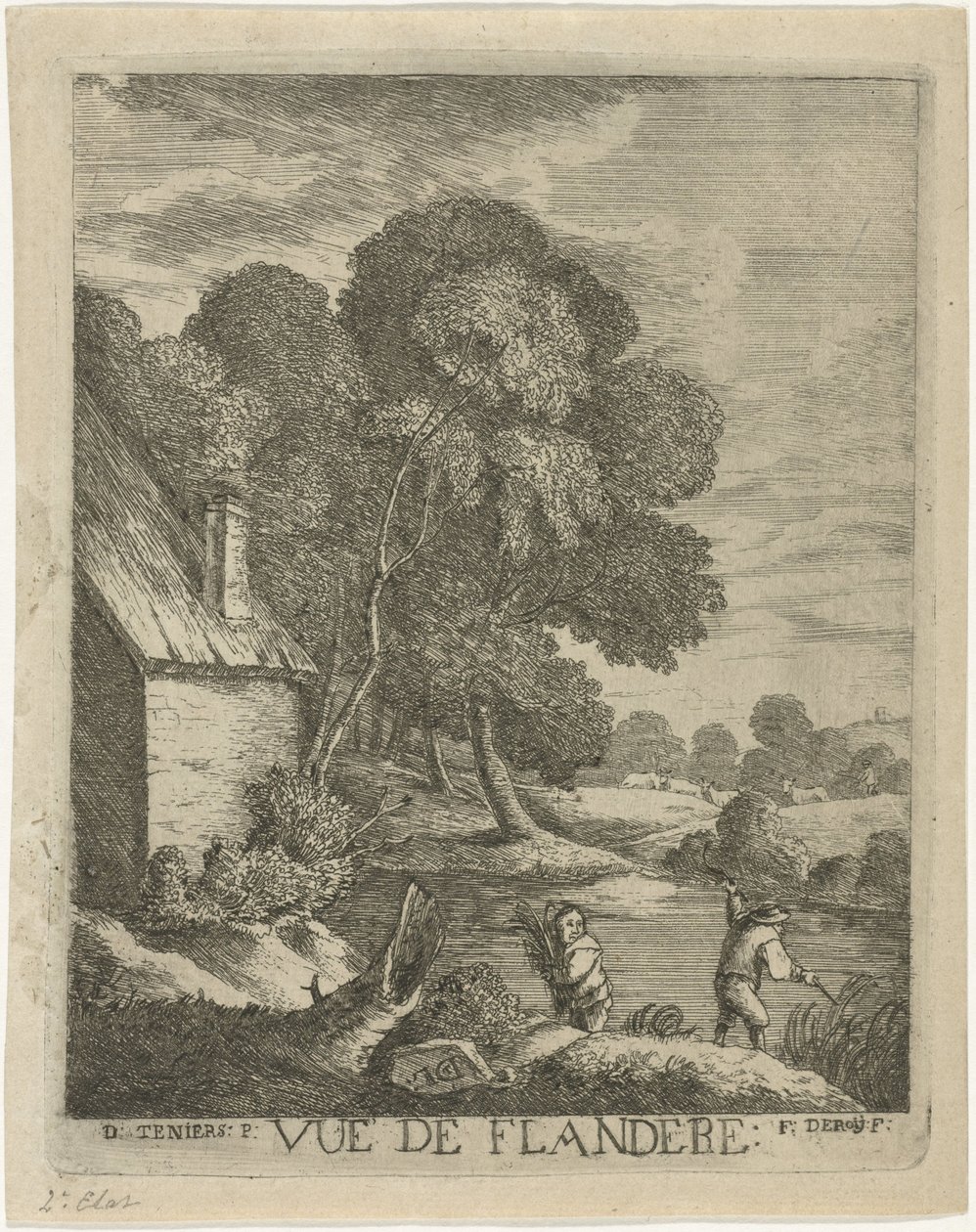 Flamand táj Vue de Flandere (cím a tárgyon) alkotó: François Deroy