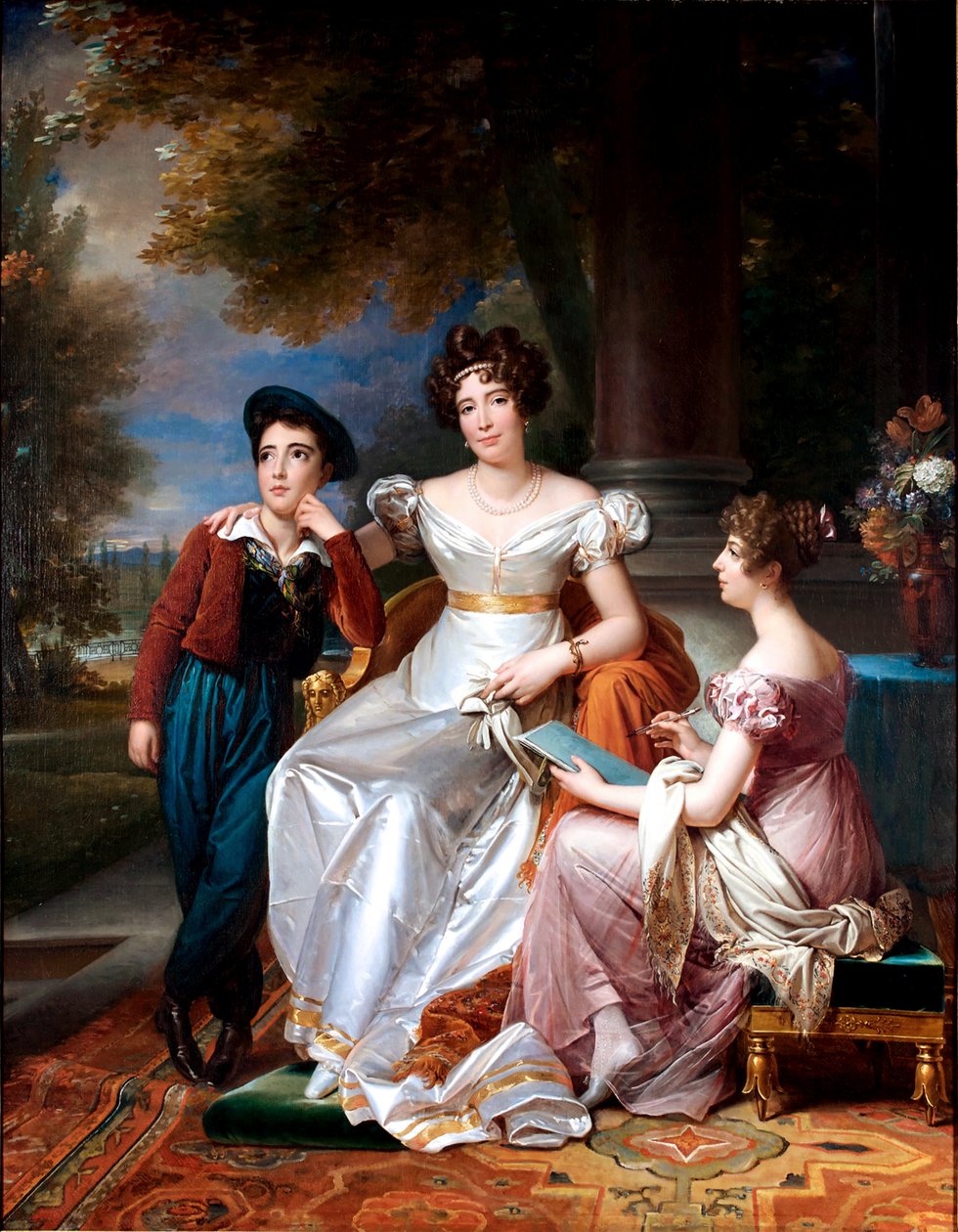 Francia: Portrait de la comtesse du Cayla avec ses enfants Ugoline et Ugolin sur la terrasse du château de Saint-Ouen Portrait of the comtesse du Cayla and her two children alkotó: François Gérard