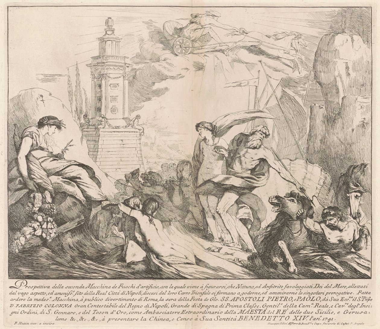 Az 1741-es kínai Seconda Macchina: Neptunusz és Amfitrit alkotó: François Hutin