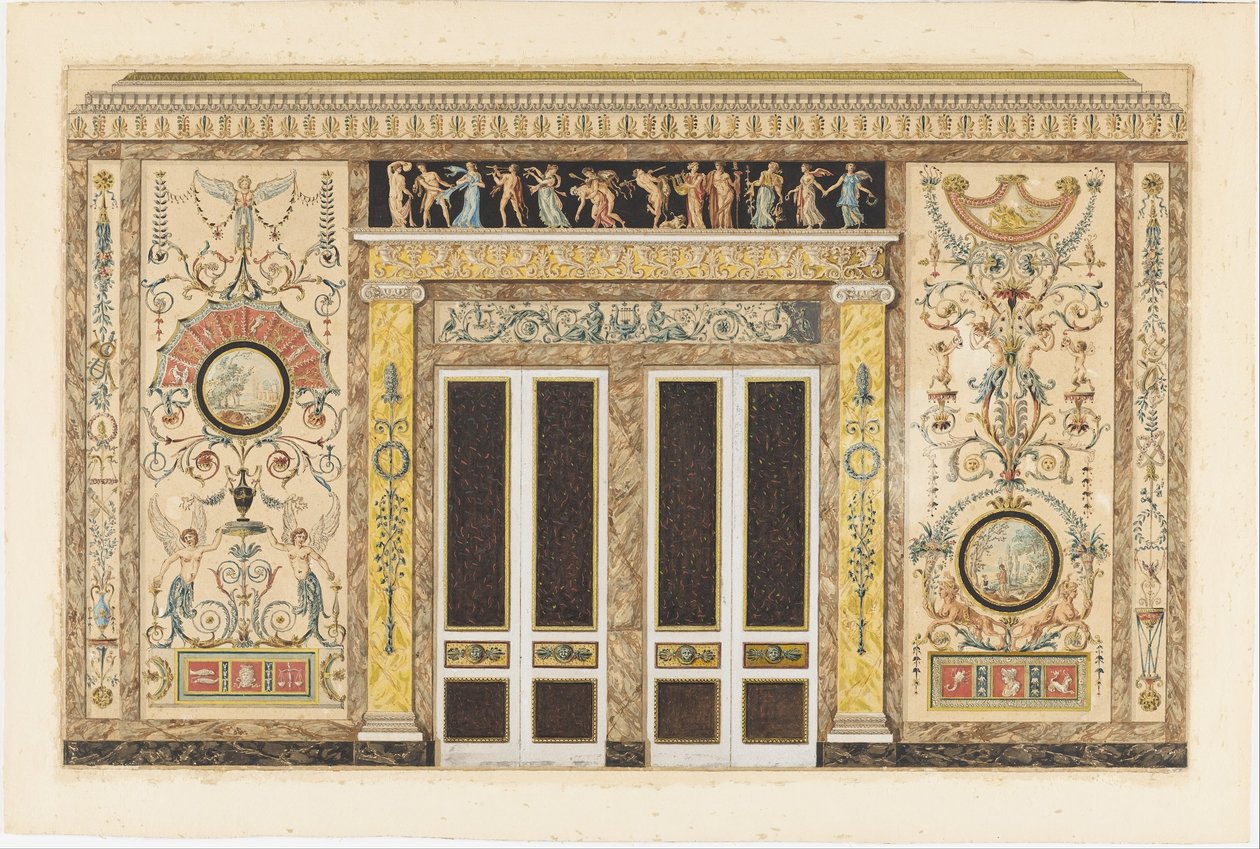 Tervezés fali emeléshez egy zeneteremben alkotó: Francois Joseph Belanger